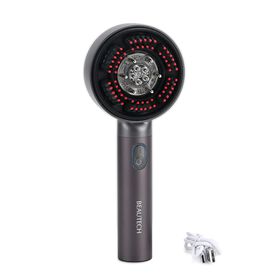 BEAUTECH Kopfhaut-Massagebürste mit EMS, rotem Therapielicht, 3 Massagestufen, 620nm Rotlicht, 3ml Ölbehälter, 1500mAh Akku, Typ-C, tragbar, 22x8,5x6 cm, Schwarz