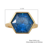 LUSTRO STELLA Blauer kubisch Zirkonia Ring 925 Silber 585 Gelb Vergoldet (Größe 16.00) ca. 10,71 ct image number 4