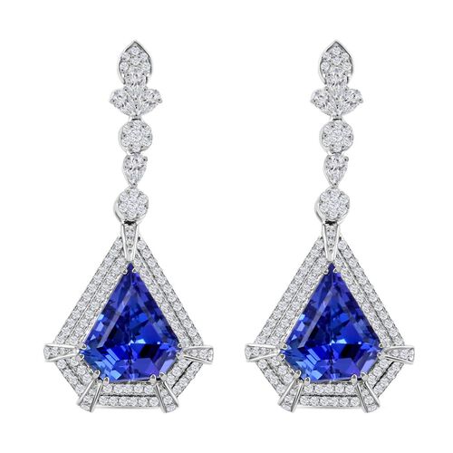 Chairman's Vault Collection - zertifiziert und geprüft RHAPSODY AAAA Tansanit und VS Diamant Ohrringe in 950 Platin - 16,35 ct. image number 0