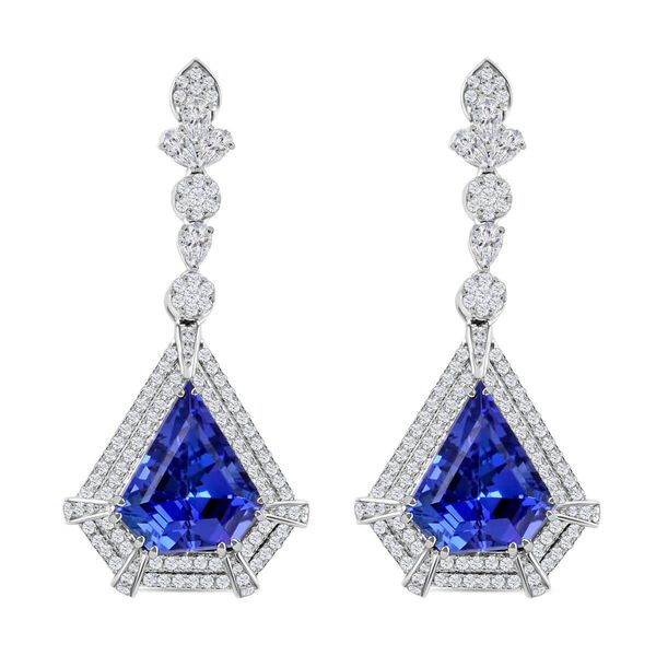 Chairman's Vault Collection - zertifiziert und geprüft RHAPSODY AAAA Tansanit und VS Diamant Ohrringe in 950 Platin - 16,35 ct. image number 0