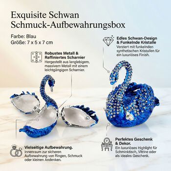 " Swan Trinket Storage Box Material:metal& synthetic crystal color: Blue size: 7*5*7cm"