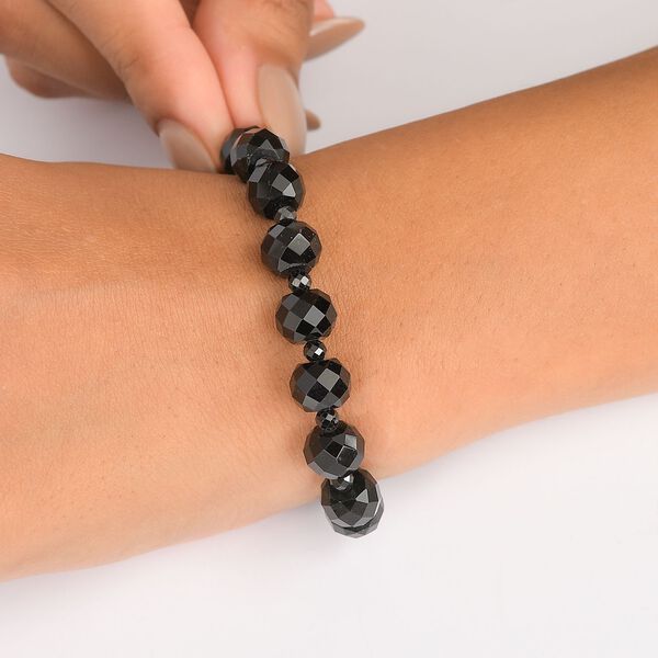 Schwarzes Glasachat und schwarzes Spinell 19cm Armband - 90 ct. image number 3