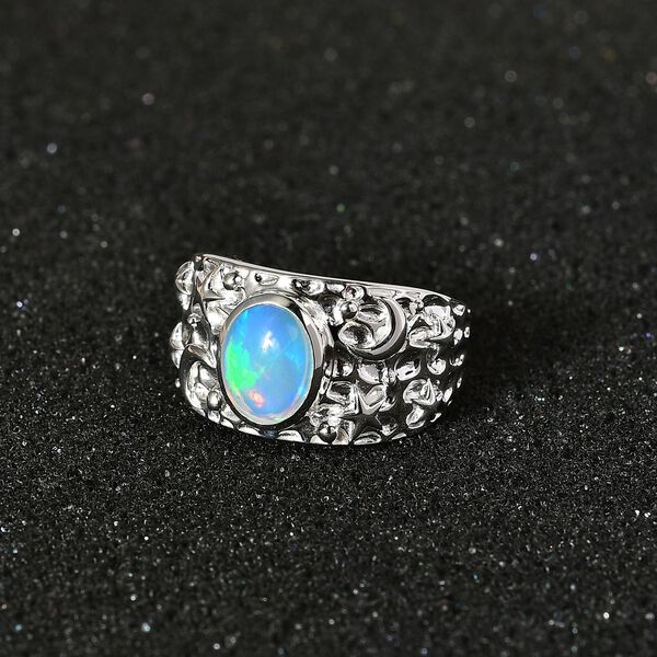 Nat&uuml;rlicher, &auml;thiopischer Welo Opal Ring 925 Silber (Gr&ouml;&szlig;e 19.00) ca. 1,30 ct image number 3