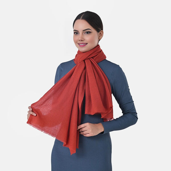 LA MAREY - Gro&szlig;formatiger Schal, 100% Kaschmirwolle, 70 x 195 cm, Kupferrot image number 3