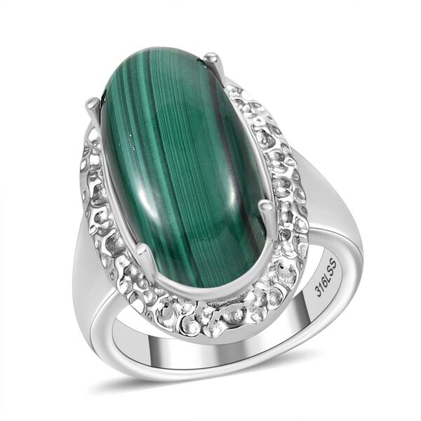 Malachit Ring, Edelstahl (Gr&ouml;&szlig;e 17.00) ca. 15.06 ct image number 4