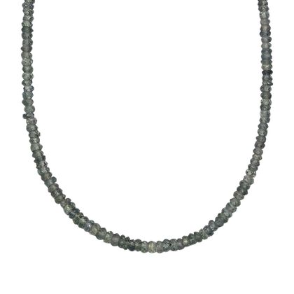 AA Gr&uuml;ner Saphir Halskette ca. 45 cm 925 Silber rhodiniert ca. 45,00 ct.