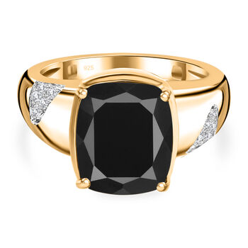 Elite Shungit und Zirkon Ring 925 Silber vergoldet (Gr&ouml;&szlig;e 16.00)