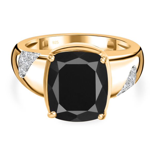 Elite Shungit und Zirkon Ring 925 Silber vergoldet