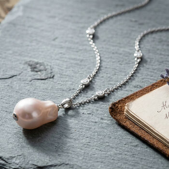 EVER TRUE Wei&szlig;er Zirkonia, Wei&szlig;e Muschelkernperle (18-20mm) Halskette ca. 50 cm Nickelfreies Messing rhodiniert