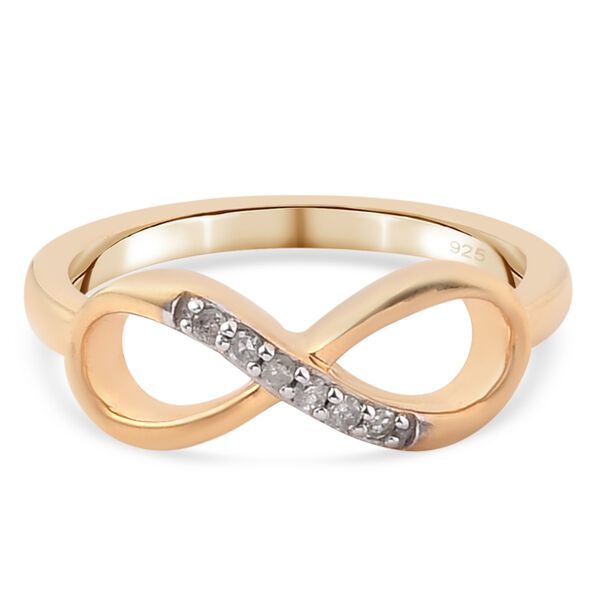 Diamant Infinity Ring 925 Silber 585 Vergoldet image number 0