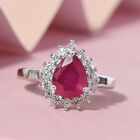 Afrikanisher Rubin(Fissure gefüllt) und Zirkon Ring 925 Silber platiniert image number 1