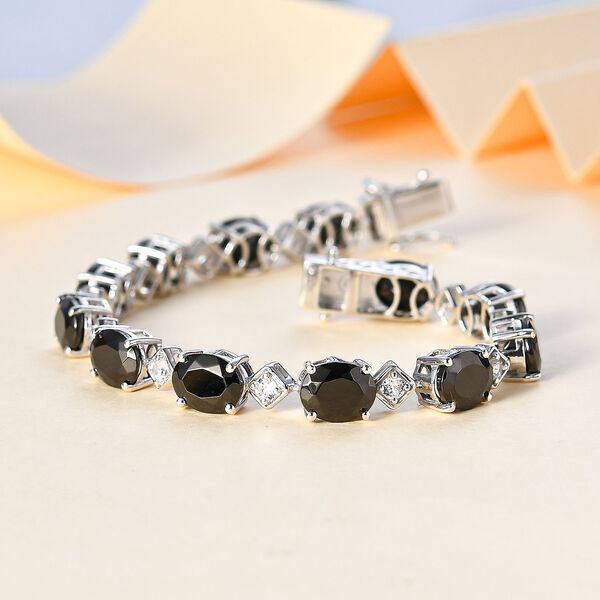 Elite Shungit, Weißer Zirkon Armband ca. 19 cm 925 Silber rhodiniert ca. 13,49 ct. image number 2