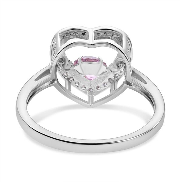 Rosa und weißer Zirkonia Ring in Herzform, 925 Silber rhodiniert (Größe 19.00), ca. 1,02 ct image number 6