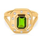 Natürlicher Chromdiopsid, Weißer Zirkon Ring, 925 Silber vergoldet (Größe 17.00) ca. 1.61 ct