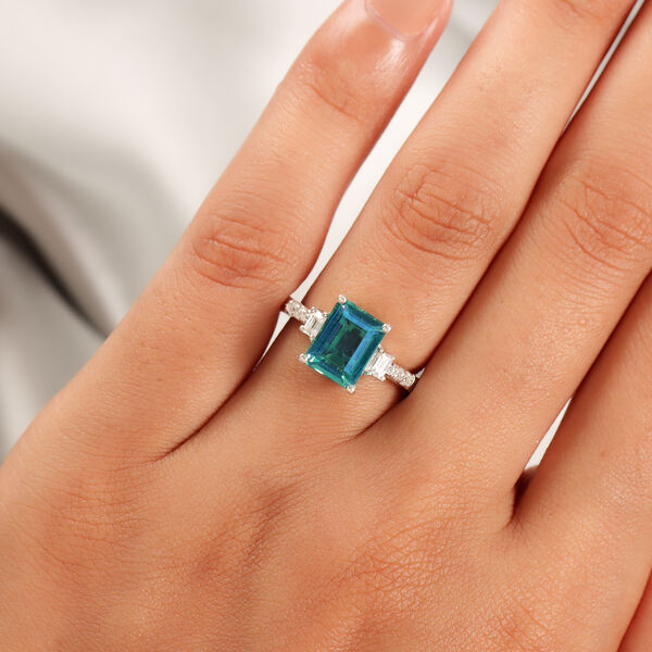 Pfau Triplett Quarz und Zirkon Ring 925 Silber platiniert  ca. 3,03 ct image number 3