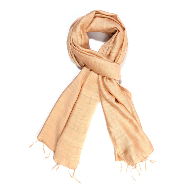 LA MAREY - Seiden Leinen Schal, 70 x 180 cm, Beige image number 5