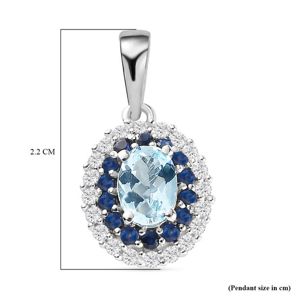 Espirito Santo Aquamarin und blauer Saphir-Anhänger mit Kette, ca. 1,40 ct image number 6