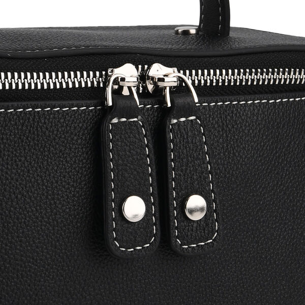 Echtleder City Crossbody-Tasche mit Tragegriff, Schwarz, 23.5x12x10 cm image number 7