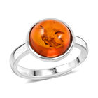 Lab Erstellt Baltisches Bernstein Ring, 925 Silber Flexibles