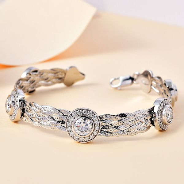 Designer-inspirierter Moissanit Armband ca. 19 cm 925 Silber rhodiniert ca. 6.87 ct image number 2
