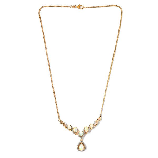 Nat&uuml;rliches, &auml;thiopisches Welo Opal-Collier, ca. 45 cm, 925 Silber vergoldet ca. 4.25 ct image number 5