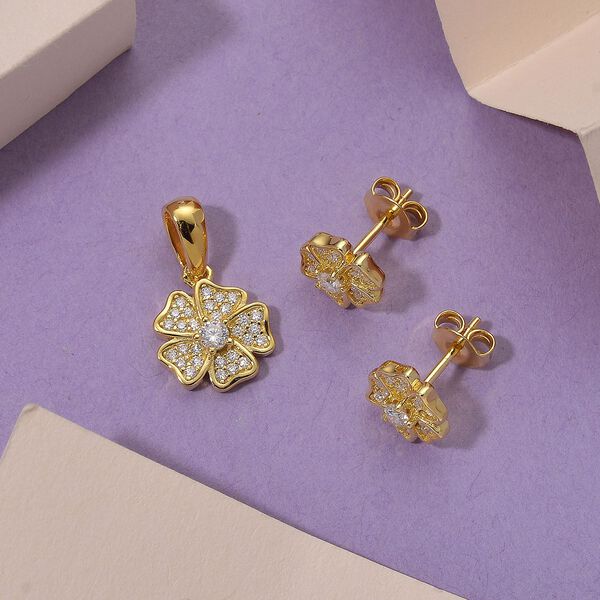 Moissanit Schmuckset 925 Silber vergoldet ca. 0.58 ct image number 1
