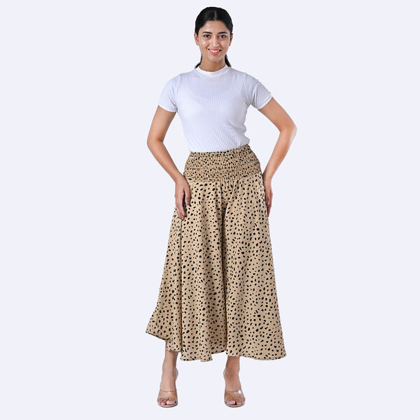 Weit geschnittene Freizeithose, Smockbund, ca. 85 x 39 cm, Schwarz und Gr&uuml;n