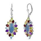 Boulder Opal Triplette, Mosambik Granat Ohrringe 925 Silber rhodiniert ca. 8.87 ct