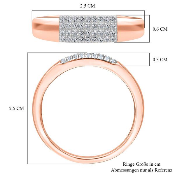LUXURIANT VS-EF Labor Diamant Ring, 925 Silber 750 Ros&eacute;gold Vermeil - 0,20 ct. image number 6