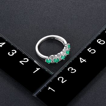 AAA Kagem sambischer Smaragd und Zirkon 5-Stein-Ring, 925 Silber rhodiniert  ca. 1,16 ct