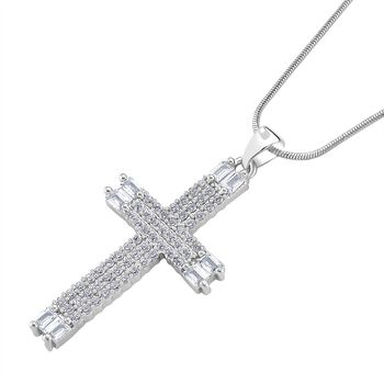 Wei&szlig;er Zirkonia Halskette ca. 52 cm Nickelfreies Messing