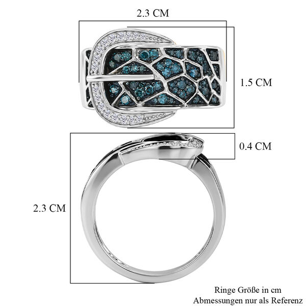 D'Joy Blauer Diamant Ring 925 Silber Rhodiniert (Gr&ouml;&szlig;e 17.00) image number 6