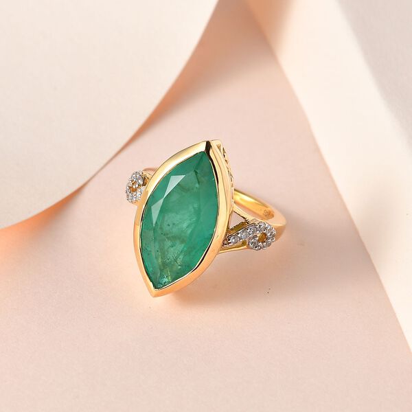 Smaragd Triplett Quarz und Zirkon Ring - 8,76 ct. image number 2