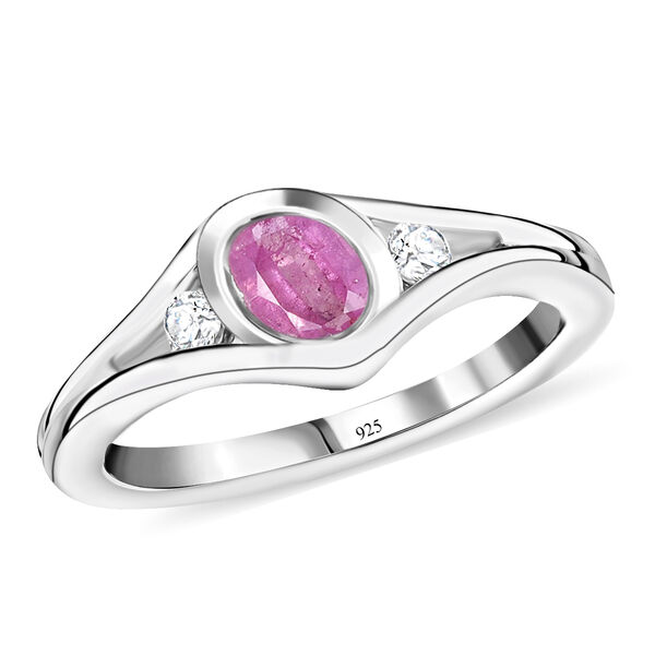 Premium Ilakaka Rosa Saphir und Zirkon Ring, 925 Silber platiniert, 0,83 ct. image number 4