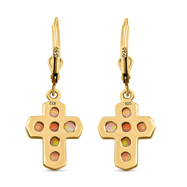 Nat&uuml;rliche, &auml;thiopische Opal-Ohrringe, 925 Silber vergoldet ca. 0,88 ct image number 5