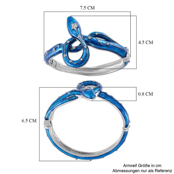 Blau emaillierter weißer Kristall-Armreif, 18cm image number 5