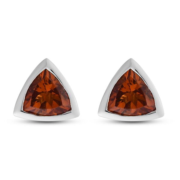 Madeira Citrine Trillion-Schliff Ohrstecker, 925 Silber platiniert ca. 1,16 ct