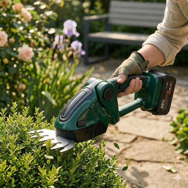 Akku Gras und Strauchschere, 2 in 1 Gartenschneider, 6000 mAh, 390 W, Gr&uuml;n image number 1
