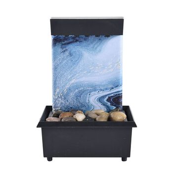 Mini Wasserbrunnen mit LED-Licht, 2xAA Batterie (nicht inkl.), Gr&ouml;&szlig;e 11,5x11,5x17 cm, Schwarz