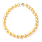 Goldfarbene Muschelkernperlen-Halskette, ca. 50 cm, 925 Silber rhodiniert