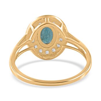 AAA Kagem Sambischer Smaragd, Wei&szlig;er Zirkon Ringe 925 Silber Gelbgold Vermeil (Gr&ouml;&szlig;e 19.00) ca. 1.37 ct