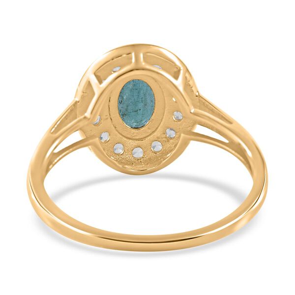 AAA Kagem Sambischer Smaragd, Weißer Zirkon Ringe 925 Silber Gelbgold Vermeil (Größe 19.00) ca. 1.37 ct image number 3