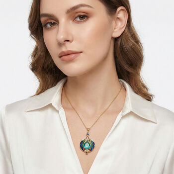 EVER TRUE Pfau Quarz Triplette, Iolit Schmuckset ca. 50 cm ca. 3,47 ct.