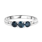 D'Joy Blauer Diamant Ring 925 Silber rhodiniert (Größe 19.00) ca. 0,54 ct