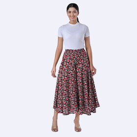 Weit geschnittene Freizeithose, Smockbund, ca. 85 x 39 cm, Weiß und Rot