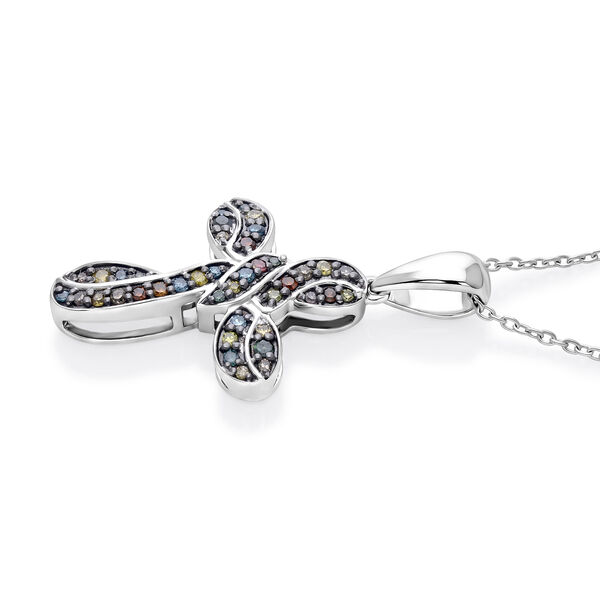 D'Joy mehrfarbiger Diamant Kreuz Anh&auml;nger mit 50cm Kette - 0,27 ct. image number 3