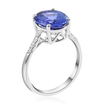 ILIANA zertifiziert und gepr&uuml;ft AAA Tansanit und GH-SI Diamant Ring in 750 Wei&szlig;gold - 3,50 ct.