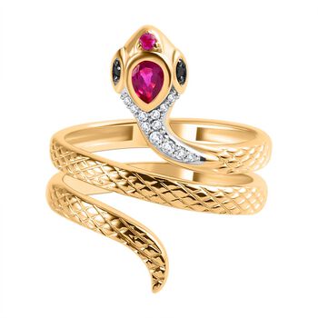 GP Schlangen Kollektion - Afrikanischer Rubin (Fissure gef&uuml;llt)-Ring, 925 Silber Gelbgold Vermeil (Gr&ouml;&szlig;e 17.00) 0,51 Carat ca. 0,39 ct