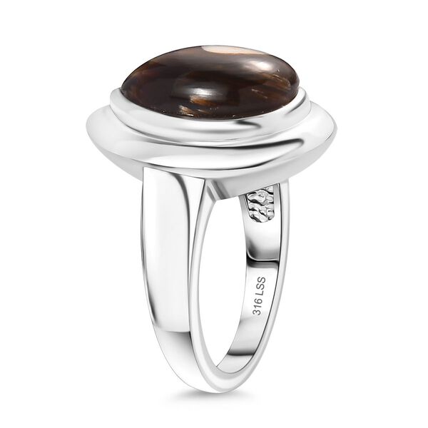 Der Schimmer der Natur - Erdnuss Holz Jaspis Ring 316L Edelstahl (Gr&ouml;&szlig;e 19.00) ca. 4.37 ct image number 4