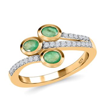 AA Kagem sambischer Smaragd und Zirkon Ring - 0,85 ct.